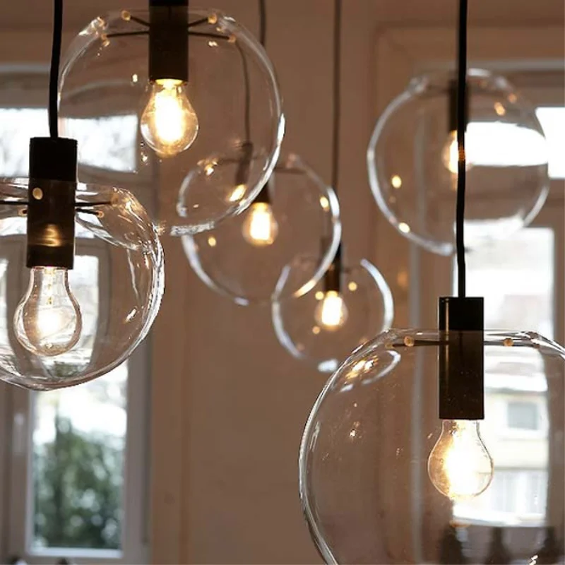 

Modern Clear Glass Ball Pendant Lights Globe Glass Pendant Lamps LED E27 light Fixtures For Living Room Kitchen Lustre