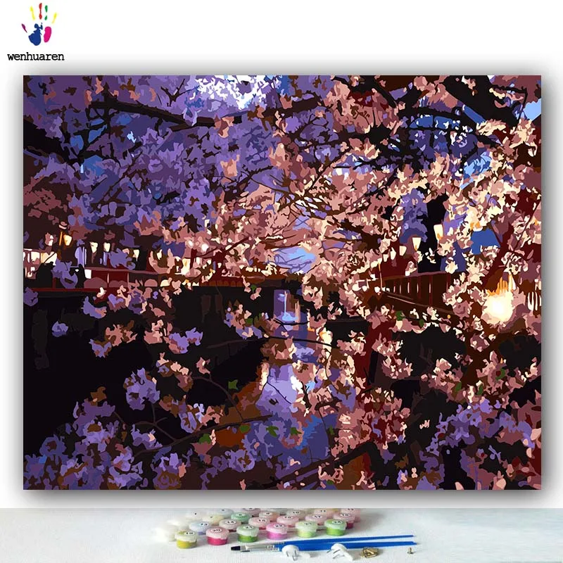 DIY окраска по номерам природных scenerypaintings по номерам с комплекты 40x50 защелка - Цвет: 0833