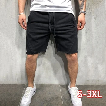 

Mens Knee-length Cotton Shorts with Elastic Drawstring Waist Men's Sweatshort with Side Pockets Summer Shorts male Short Pants