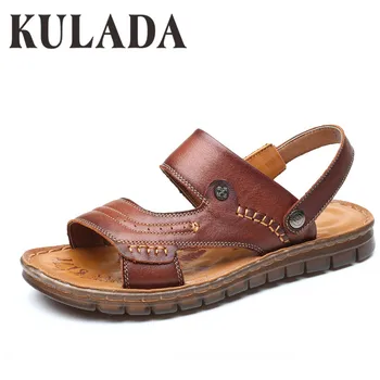 

Men Sandals Summer Genuine Leather Roman Sandals Men Casual Shoes Beach Flip Flops Men Fashion Outdoor Slippers Shoes Sneakers