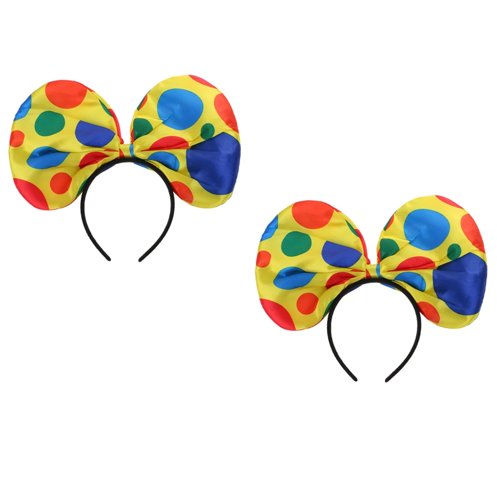 2pcs Fashion Clown Hat Headband Circus Jester Polka Dots Hairband Women  Fancy Dress Hair Accessories