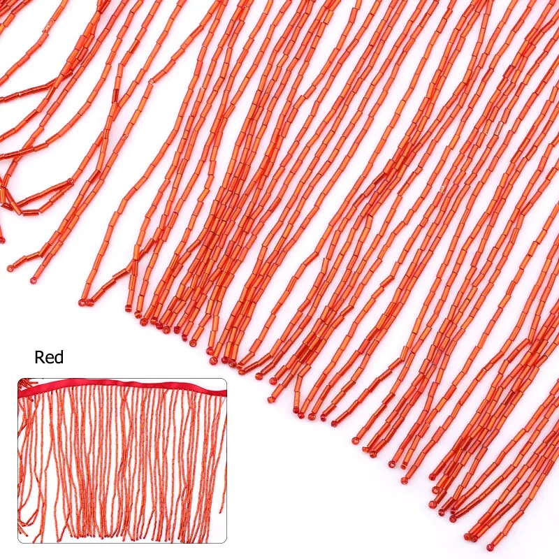 15 см, круглые бусины, отделка 5,5 ярдов, цветная бахрома с бахромой, высокое качество, для свадебного украшения платья или украшения штор своими руками - Цвет: red