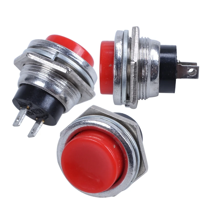 

3 Pcs AC 125V 3A SPST Normal Open Momentary Push Button Switch Red