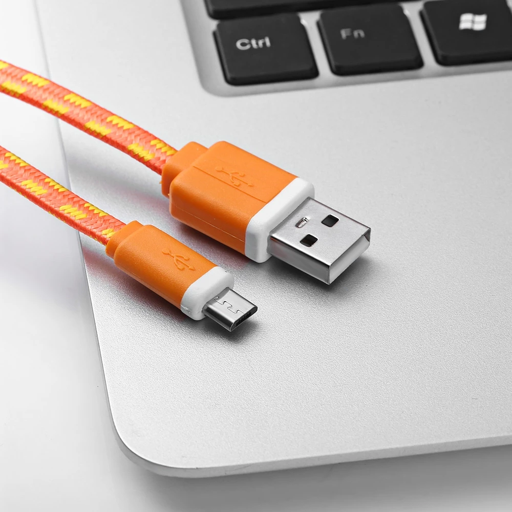 3M Плетеный тканевый плоский цветной Micro USB кабель для синхронизации данных и зарядки для смартфонов Android