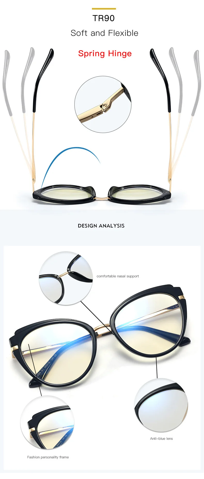 COHK Cateye Myopia Glasses Frame Women Brand Design Optical Computer Blocking Prescription Oculos Eyewear Gafas De Lectura Mujer blue light glasses women