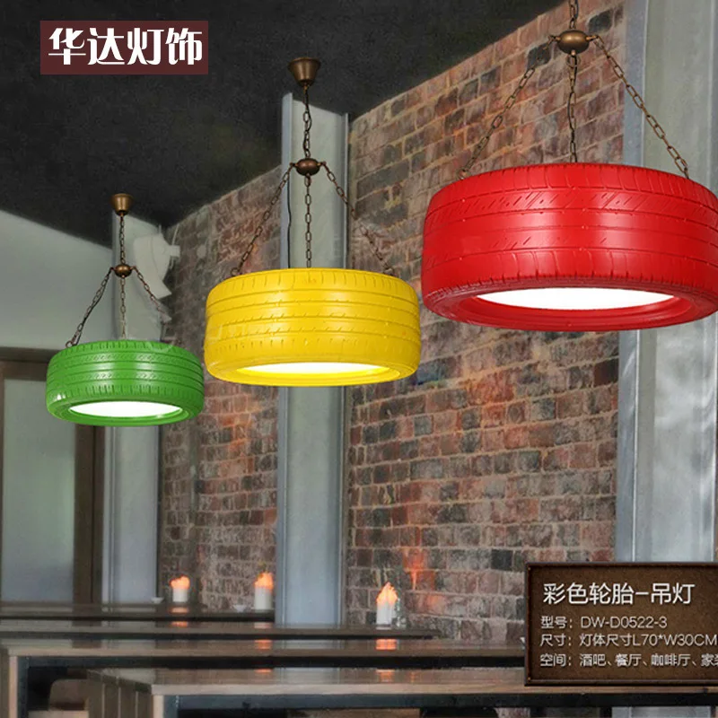 

American Loft Industrial Personality Led Color Tire Cafe Restaurant Retro Bar Table Decoration hanging lamp