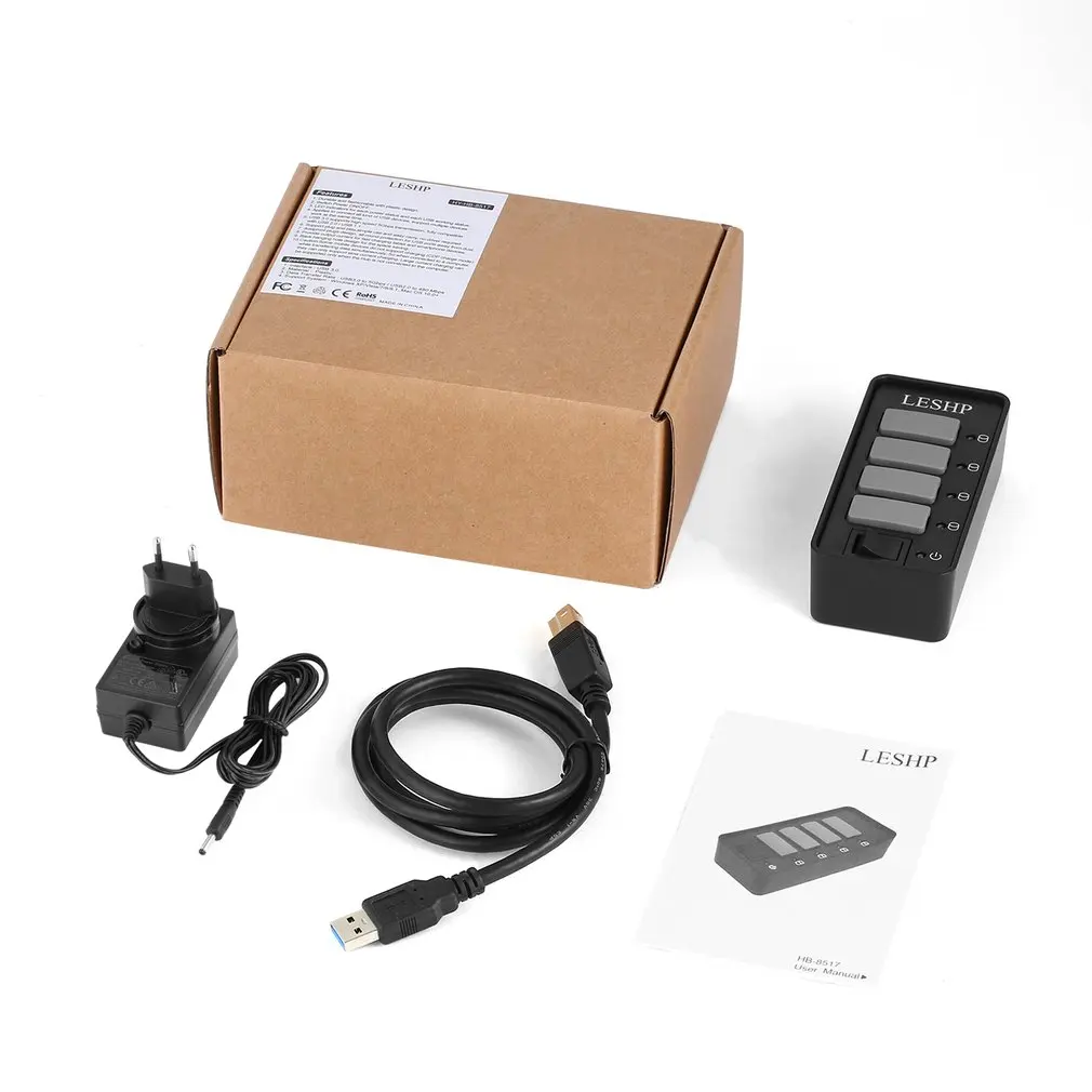 4 порта USB 3,0 концентратор Высокоскоростной 5 Гбит/с USB 3,0 концентратор данных разветвитель со светодиодами и переключателем внешний адаптер питания для ПК ноутбука - Цвет: UK Plug