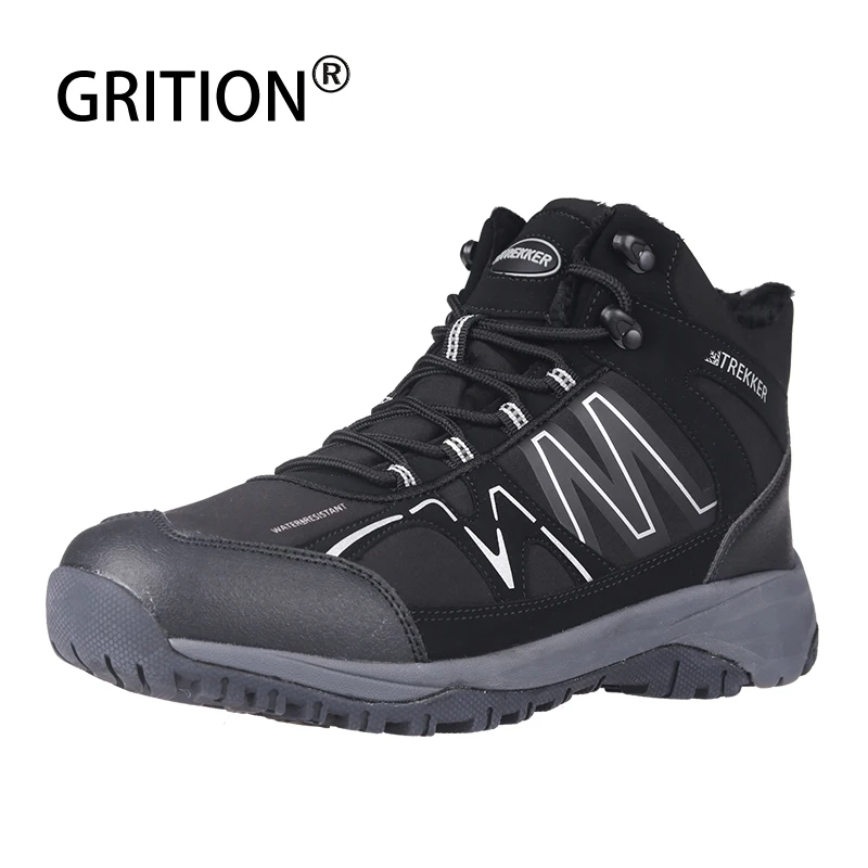 

GRITION Men Hunting Boots Waterproof Outdoor Warm Plush Mountain Climbing Shoes High-top Tactical Hiking Boots 2019 Plus Size 46
