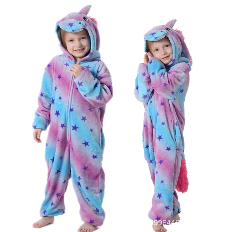 Детская Пижама Kigurumi с вышивкой для мальчиков и девочек, пижама с рисунком панды, комбинезон для детей, Детский костюм, зимняя одежда для сна с животными, косплей