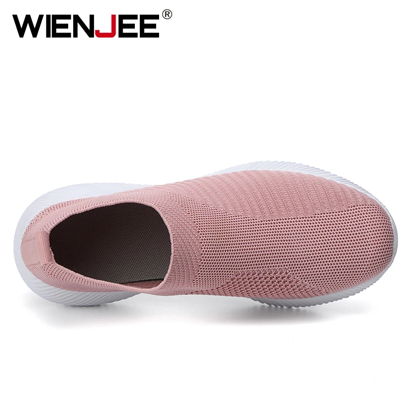 Women Flats Shoes Plus Size 35-43 Breathable Mesh Platform Sneakers Slip on Soft Casual Shoes Knit Sock Flats-women shoes,women sneakers,women flats,casual shoes