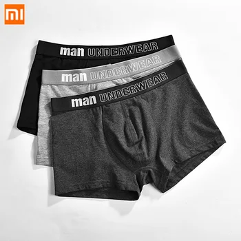 

4pcs Xiaomi Boxer Short Men Underwear Cotton Man Breathable Solid Flexible Panties Soft Pure Color Underpants Vetement Homme