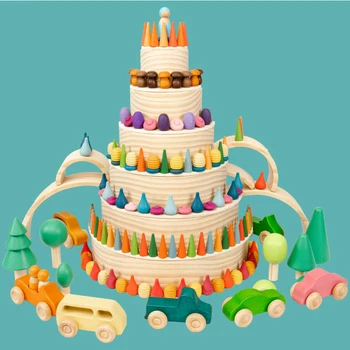 

Wood 2-6 Years Old Infant Early Education Intellectual Development Toys Rainbow Solid Large Particle in Model Number Material