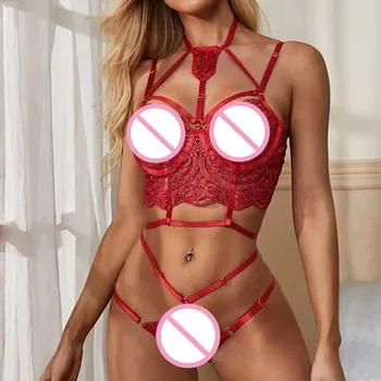 

Sexy Lingerie Bra Set Stanik damski Women Lingerie Corset Lace Underwire Racy Muslin Sleepwear Underwear Tops+Briefs 2020^S