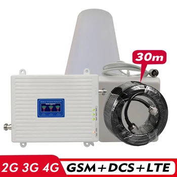 

2G 3G 4G Tri-Band Amplifier GSM 900+DCS LTE 1800(B3)+FDD LTE 2600(B7) Cell Phone Signal Repeater Signal Booster Antenna Set #30M