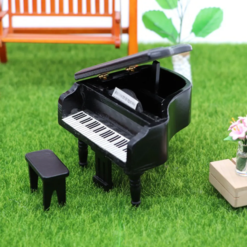 Simulation furniture toy TOP Miniature Wooden Grand Piano Mini Doll Furniture Model For 1/12 Dollhouse 6.26