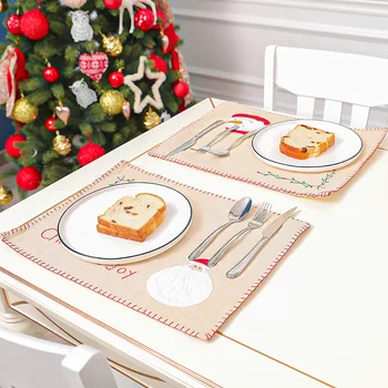

Christmas Home Tableware Mat Knife and Fork Mat Christmas Hotel Table Decoration Supplies Nordic Style Linen Placemat