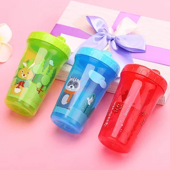 

300ML Cute Baby Feeding Cup with Straw BPA Free Portable Feeding Bottle Leak Proof with Handle Kids Training