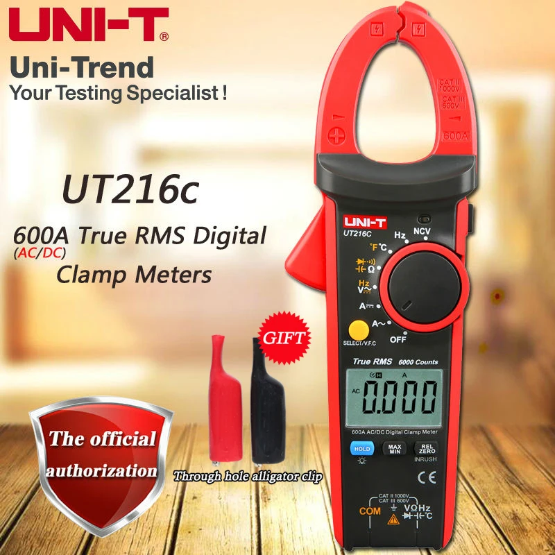 Цифровой измеритель зажим UNI T UT216C AC/DC 600A True RMS/относительное измерение/испытание
