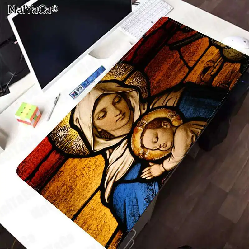 Lock Edge 30x80cm Красивое аниме maiyaca Иисус, Дева Мария Христос Бог благословит DIY дизайн игровой с узором коврик для мыши резиновый ПК компьютерный игровой коврик - Цвет: Lock Edge 30x80cm