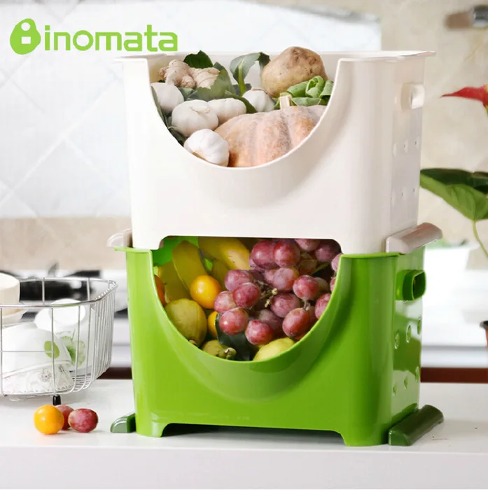 

Inomata Imported from Japan Kitchen Superposition Type Storage Basket Vegetables Fruit Storage Basket Fruit And Vegetable Storag