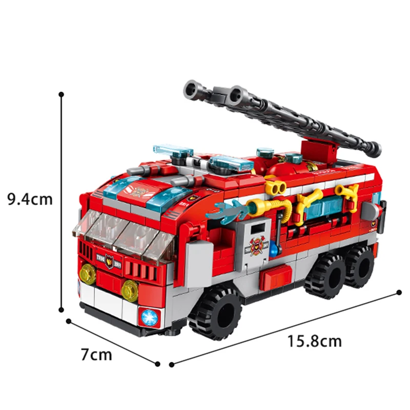 Building Blocks Fire Truck 12in1 City Building Bricks Fire Car Boat Stacking Toy Aircraft Rescue Robot Mini Fun Gift For Boy Kid