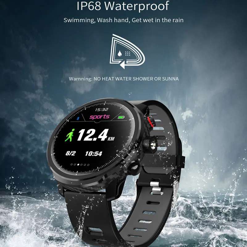 L5 Bluetooth Смарт-часы для мужчин IP68 Водонепроницаемый несколько видов спорта режим сердечного ритма погоды, Смарт-часы в режиме ожидания 100 дней
