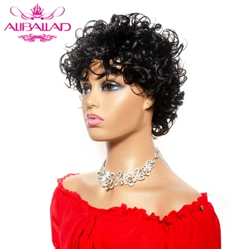 

Short Loose Curly Wig Brazilian Human Hair Full Wigs For Women Machine Made Wig Natural Color Remy Hair