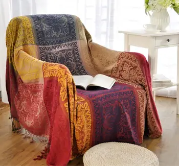 

Chenille Sofa towel Cotton Thread Blanket Slipcovers Throw Plaid tassel sofa cover case For living room Armchair loveseat bench