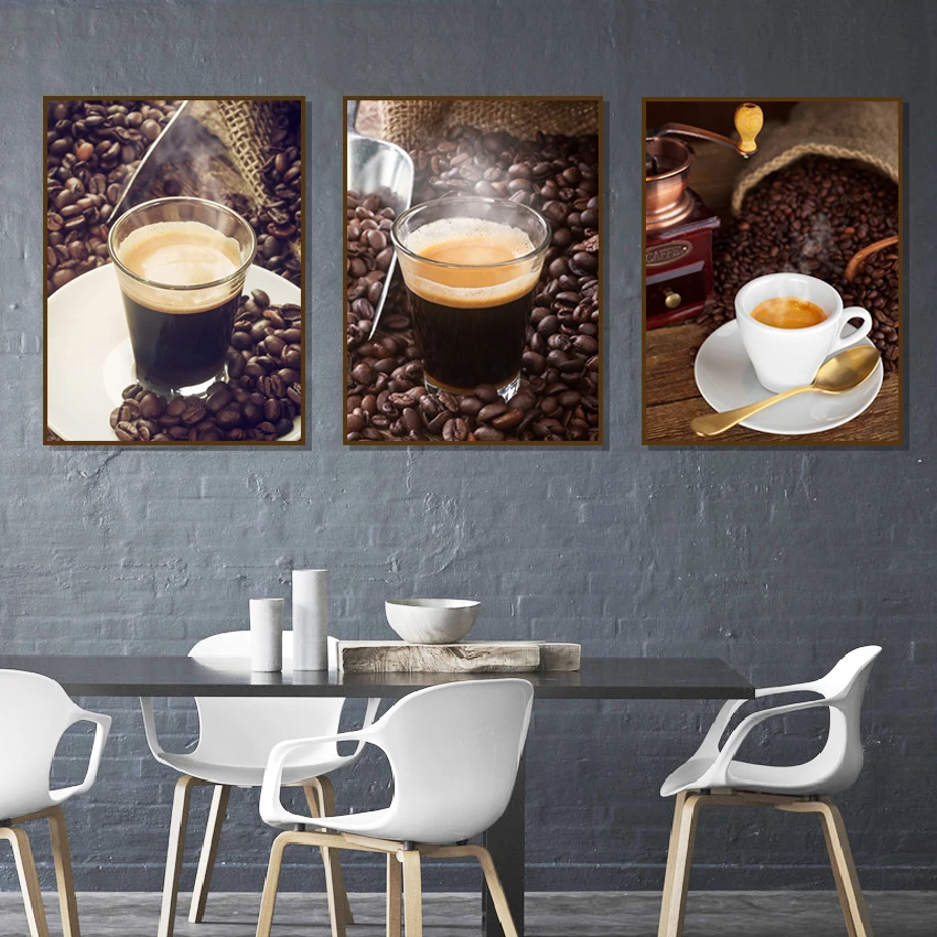 

Food Restaurant Poster Coffee Cake Wall Art Canvas Print Painting Decorative Picture Modern Minimalist Dining Room Decoration
