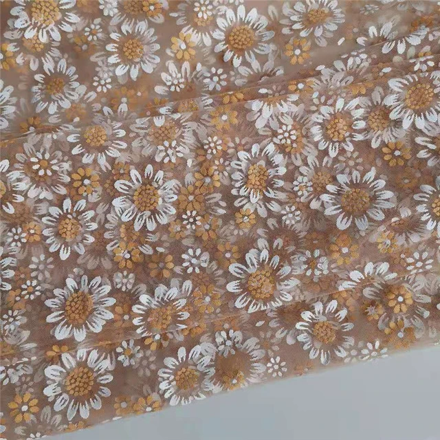 Daisy Print Fabric Sewing, Daisy Flower Fabric Tulle