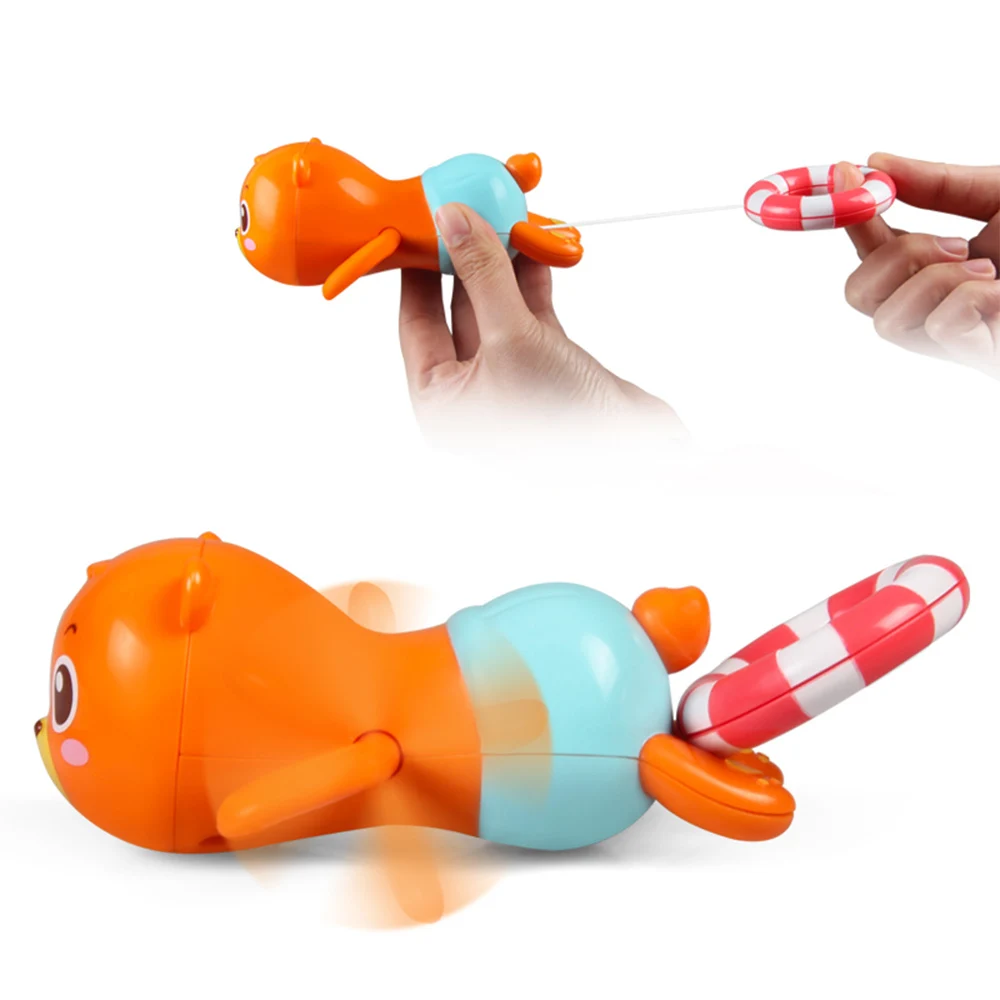 Lovely Baby Bath Toys Plastic Cartoon Bear Shape Wind Up Toy Creative Clockwork Toy Kid Gift High Quality