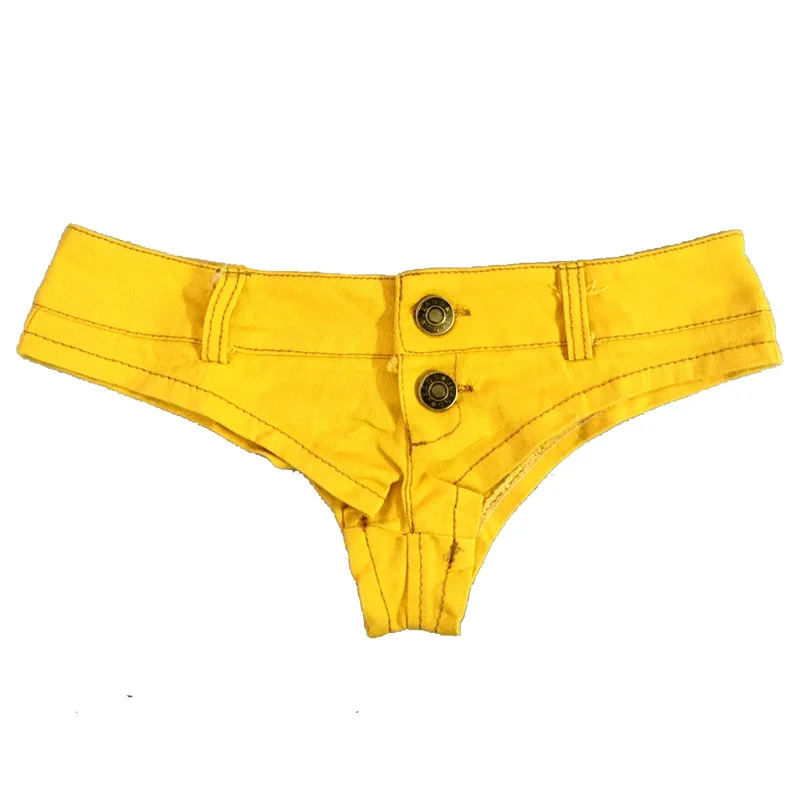 TASTIEN женские сексуальные джинсовые шорты джинсы летние стринги стрейч мини супер шорты Полюс Одежда для танцев Клубные брюки плюс размер шорты - Цвет: Yellow shorts