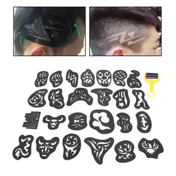 

25pcs Hair Tattoo Template Coloring Carving Pattern Stencil Hair Styling Tools Tattoo Stickers Tattoo Accessories
