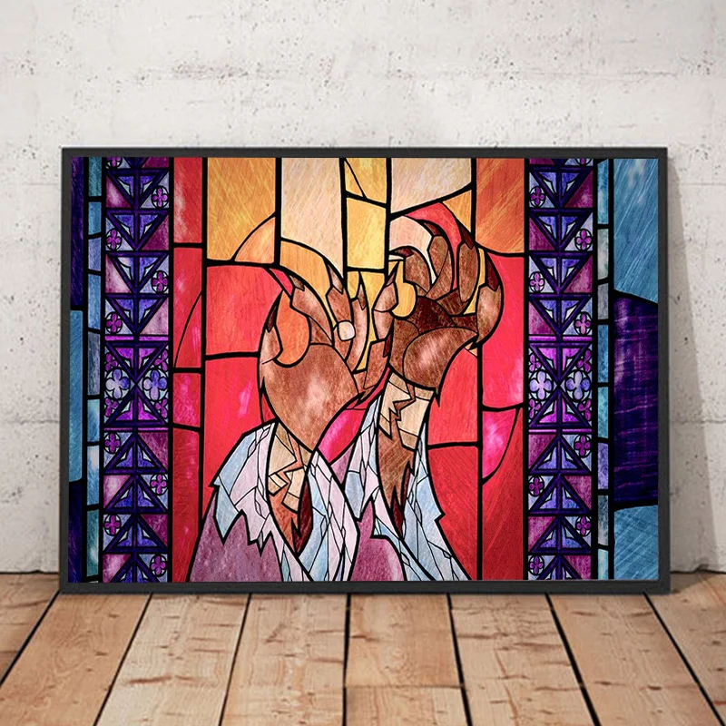 Disney Beauty And The Beast Stained Glass Diamond Painting Art Belle Rose  Flower Crystal Full Drills Cross Stitch Home Decor - AliExpress