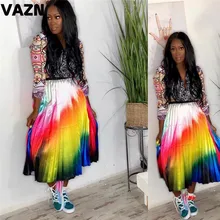VAZN дизайн Элегантные плиссированные юбки с принтом в английском стиле Модные женские Клубные длинные юбки средней длины сексуальные женские юбки