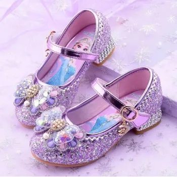 

Disney children's crystal shoes new girls' single shoes Frozen 2 elsa Princess shoes Sophia catwalk show shoes high heels