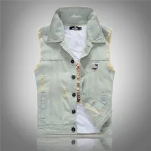 Cool Music Cool New Style Korean-style Slim Fit Fashion Men'S Wear Men Denim Jacket Denim Waistcoat Nostalgic Light Color Cowboy