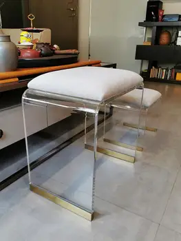 

Modern minimalist acrylic shoe changing stool transparent makeup stool Nordic light luxury creative doorway home
