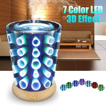 

100ml 3D Glass Air Humidifier with LED Night Light Aroma Essential Oil Aromatherapy Diffuser Mist Maker Ultrasonic Humidifier