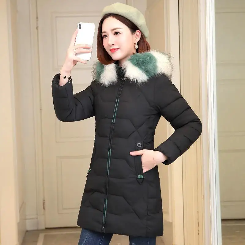  Long autumn and winter coat women 2019 fashion hooded slim down jacket topswear Thicken warm female