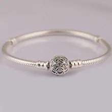 925 пробы серебряный браслет сверкающий жесткий браслет в виде сердца подарочный набор подходит для европейских шармов Diy ювелирные изделия