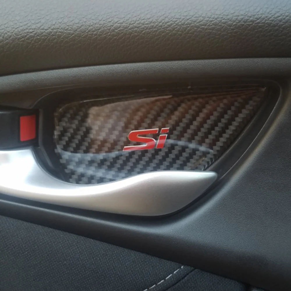 Углеродное волокно интерьер дверные ручки Pad литьевая гарнитура для Honda Civic Si аксессуары стайлинга автомобилей