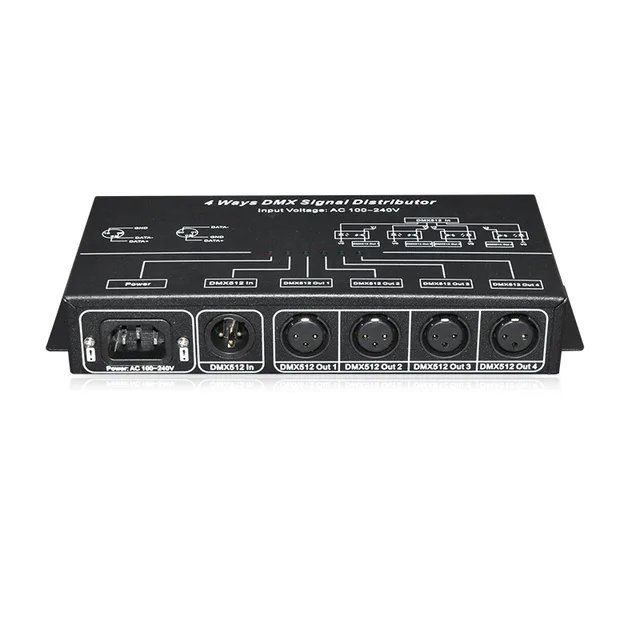 Dmx信号増幅中継dmxスプリッタ4出力ポートac 100-240v dmx