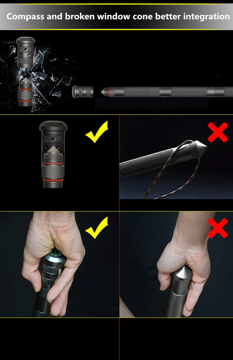 XC Multifunction Camping Hiking Walking Sticks Alpenstock Outdoor Aluminum Alloy Defense Tactical Stick Portable Camping Tools  (3)