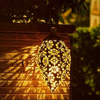 Słoneczny zasilany LED marokański wisząca latarenka Retro wzór marokański lampa projektora ogrodowa baśniowe dekoracje zestaw oświetleniowy tanie i dobre opinie CN (pochodzenie)