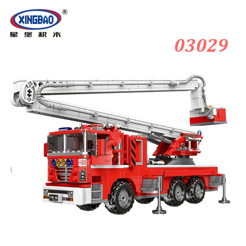 

XINGBAO NEW 03029 City Series Elevating Fire Truck Set Building Blocks Aerial Ladder Truck Bricks Educational Toys Party Favor