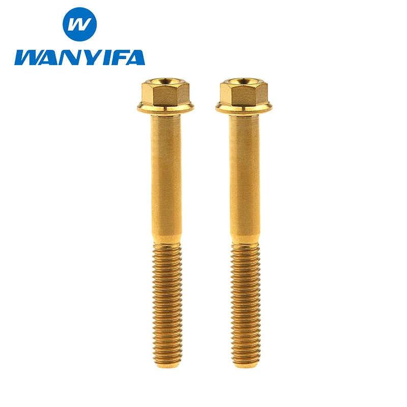 Титановый "Wanyifa" Ti велосипед Велоспорт шурупы болт M6x10 15 20 25 30 35, 40 45 50 55 60 65 мм болты с шестигранной головкой фланец крепления - Цвет: M6x50 gold
