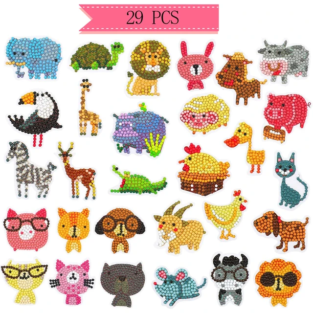 Kit Pintura Diamante 5d Diy Animales Para Niños Pegatinas 24