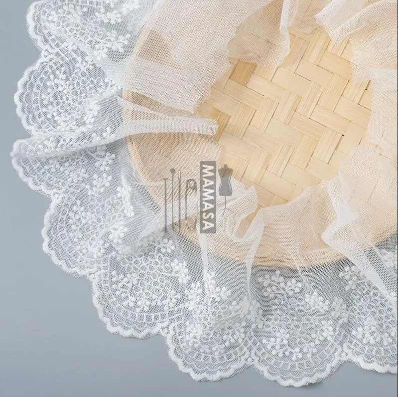 2 Yards White cotton embroidered fabric mesh lace Garment lace trims trimmings DIY Sewing accessories lace fabric lace garment accessories lace sewing supplies lace accessories lace sewing accessories