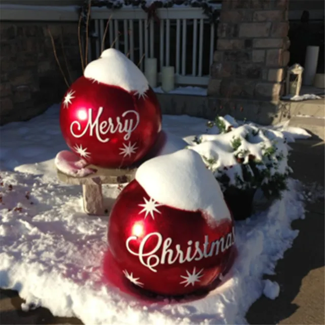 Hot Sale 60CM Outdoor Christmas Inflatable Decorated Ball PVC Giant Big Large Balls Xmas Tree Decorations